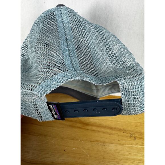 Patagonia Snapback Blue Gray Ball Cap One Size Adjustable Embroidered Mesh Back - Picture 2 of 6